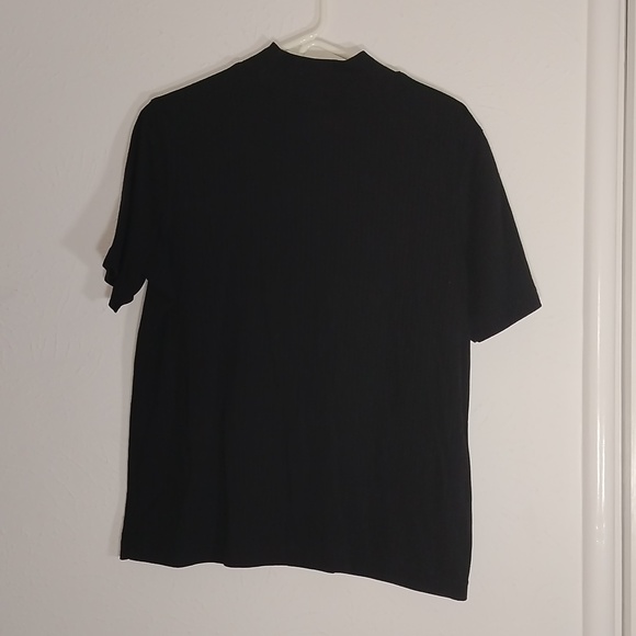 Women's Mock Turtle Neck Short Sleeve Black Top Size L - Picture 6 of 8